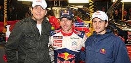 Cacá Bueno e Daniel Serra visitam Sebastien Loeb