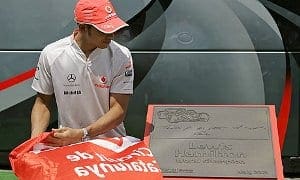 Hamilton foi homenageado em Barcelona