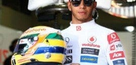 Lewis Hamilton carrega as cores do Brasil em seu capacete