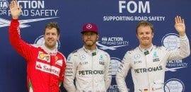 Sebastian Vettel (Ferrari), Lewis Hamilton e Nico Rosberg (Mercedes) - GP do Canadá