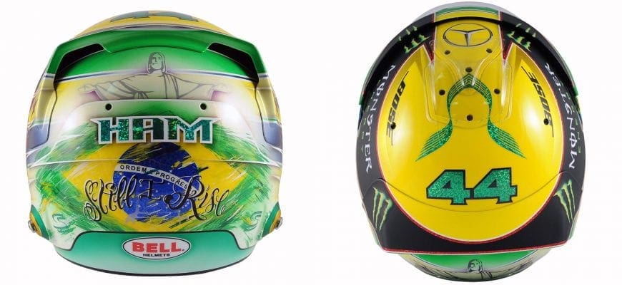 Lewis Hamilton usará capacete em homenagem a Ayrton Senna no GP do Brasil (Foto: Reprodução)