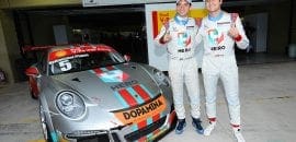 Nelsinho Piquet e Alan Hellmeister cravam a pole nos 500 km da Porsche GT3 Cup em Interlagos