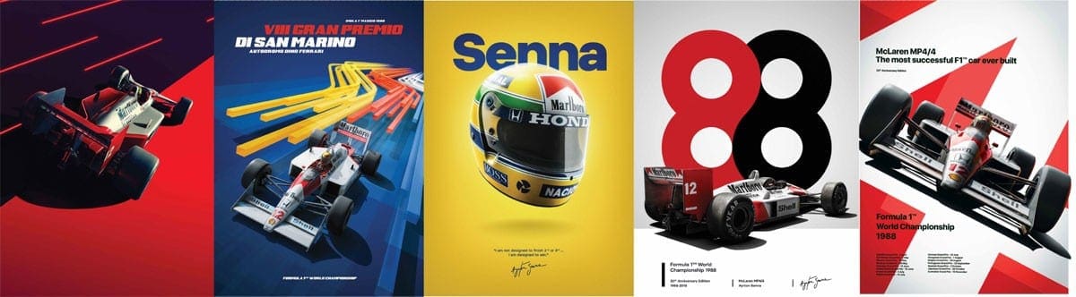 McLaren e Unique & Limited lançaram cinco pôsteres do tricampeão Senna