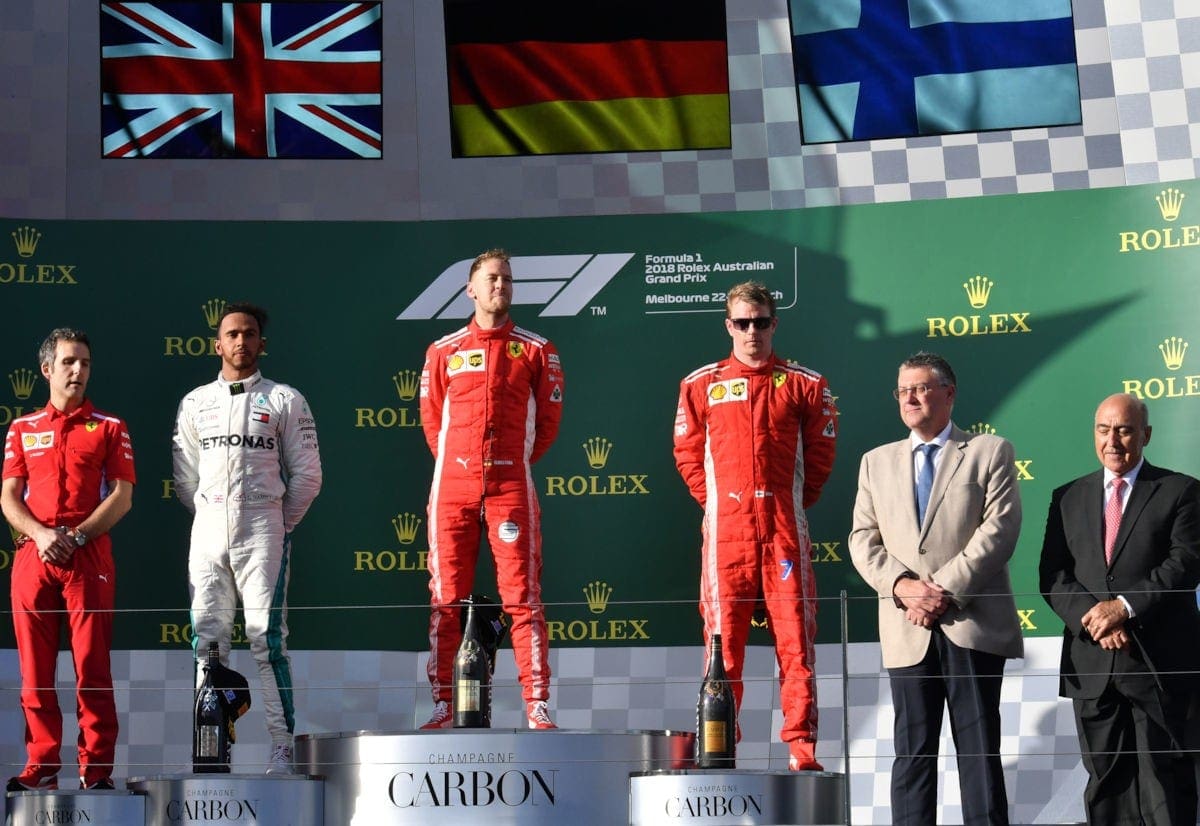 Hamilton, Raikkonen e Vettel - Pódio F1 Austrália