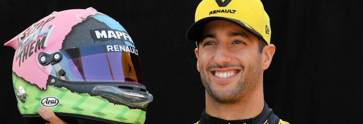 “Rosa, azul e verde”, Daniel Ricciardo revela seu novo capacete para 2019