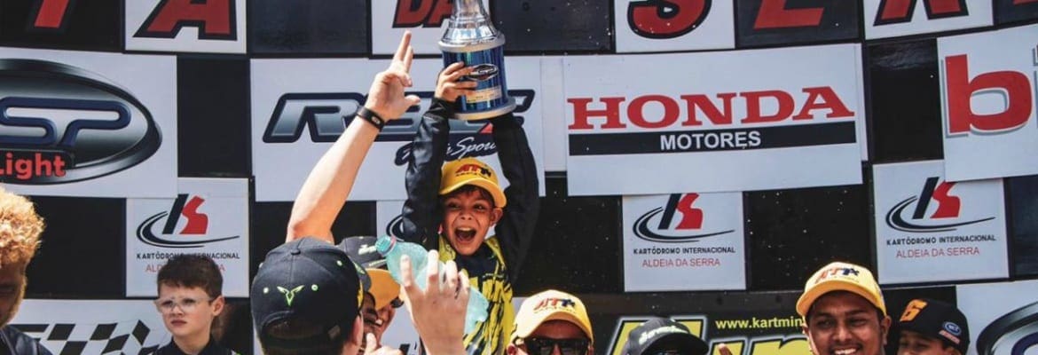 Com apenas 8 anos, Augustus Toniolo vence etapa no Paulista Light de Kart na categoria Mirim