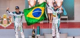 Sérgio Jimenez e Cacá Bueno na luta pelo título inédito do Jaguar I-PACE eTROPHY em Nova York