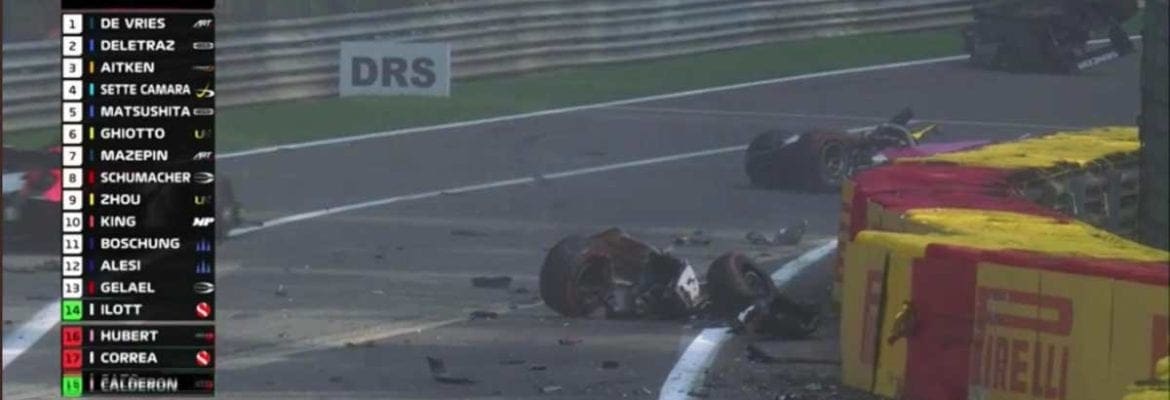 Corrida da F2 cancelada após grave acidente na Raidillon; veja as imagens