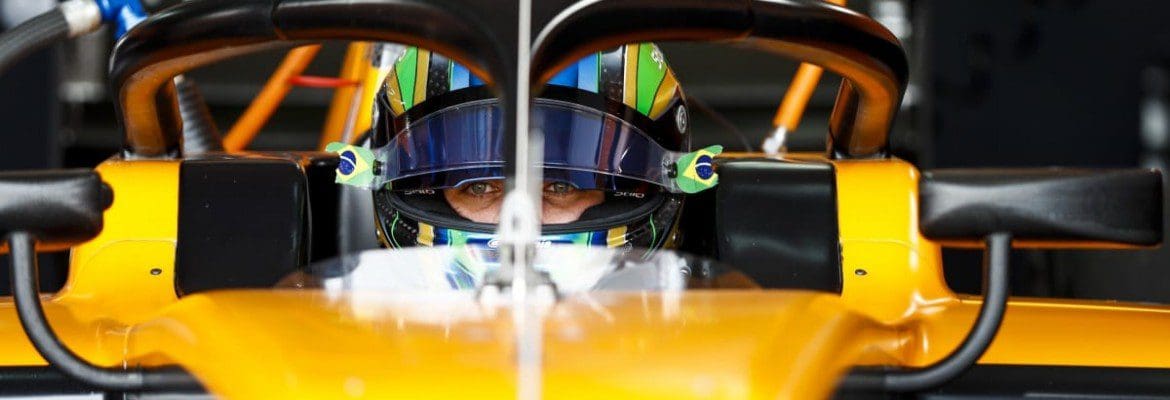 GALERIA: Piquet, Drugovich e Samaia, os brasileiros do grid da F2, durante os testes no Bahrein