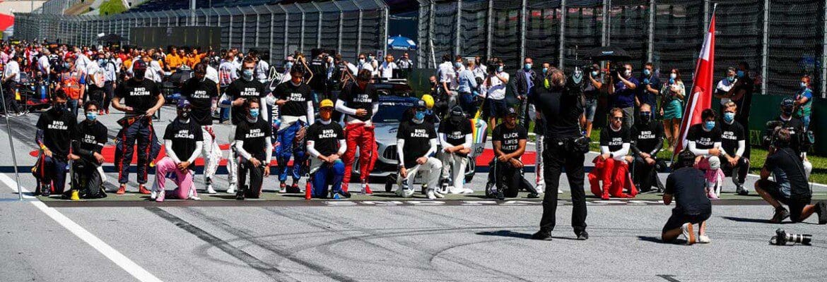 Maioria dos pilotos participou do protesto ‘ajoelhados’ antes do início do GP da Áustria
