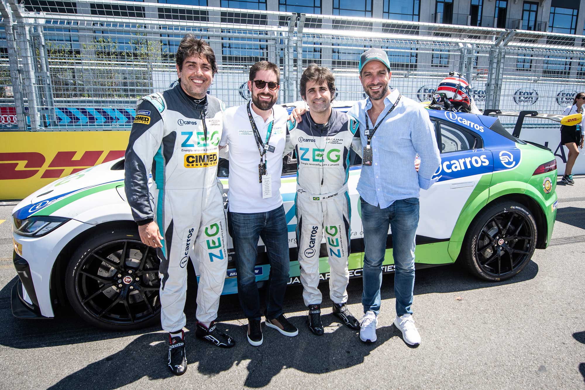 Jaguar I-Pace eTrophy: Começaria tudo outra vez Ricardo Bonzo, Daniel Rossi, Cacá Bueno e Sergio Jimenez - Jaguar