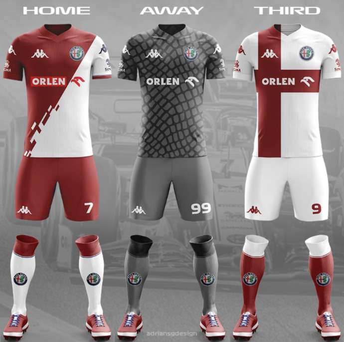 Equipes de F1 ganham uniformes de futebol nas redes sociais