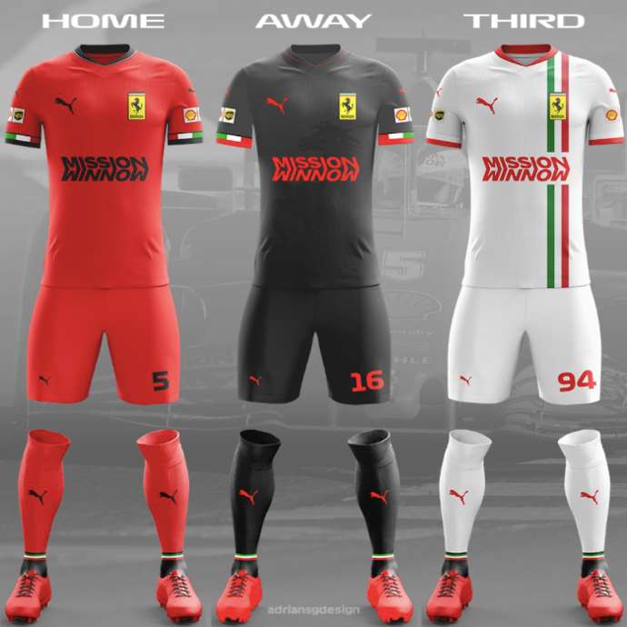 Equipes de F1 ganham uniformes de futebol nas redes sociais