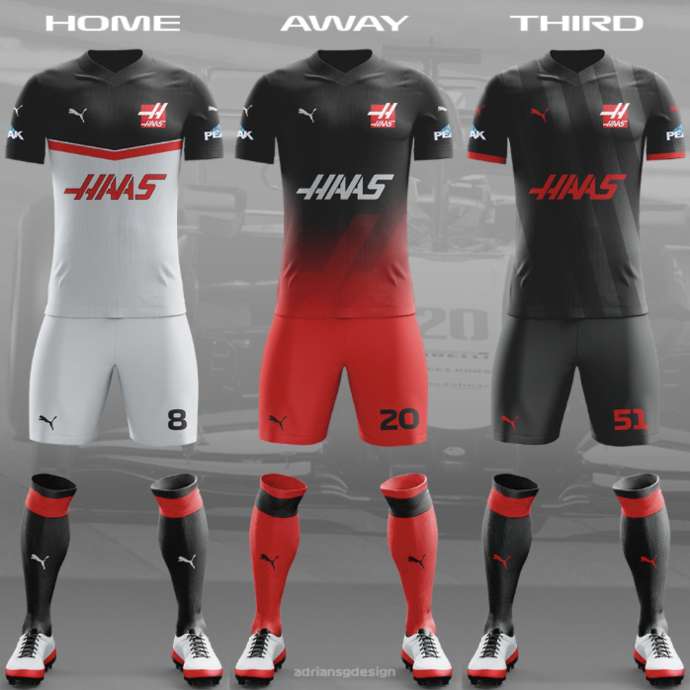 Equipes de F1 ganham uniformes de futebol nas redes sociais