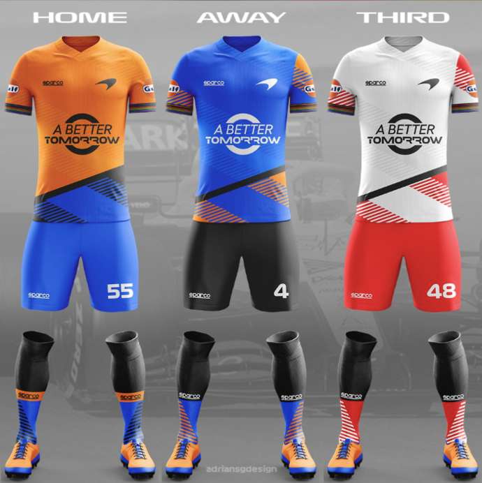 Equipes de F1 ganham uniformes de futebol nas redes sociais