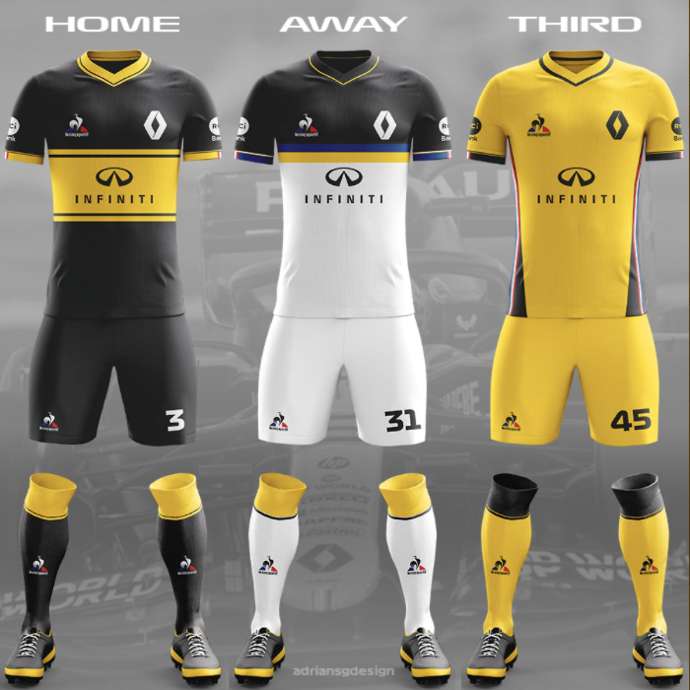 Equipes de F1 ganham uniformes de futebol nas redes sociais