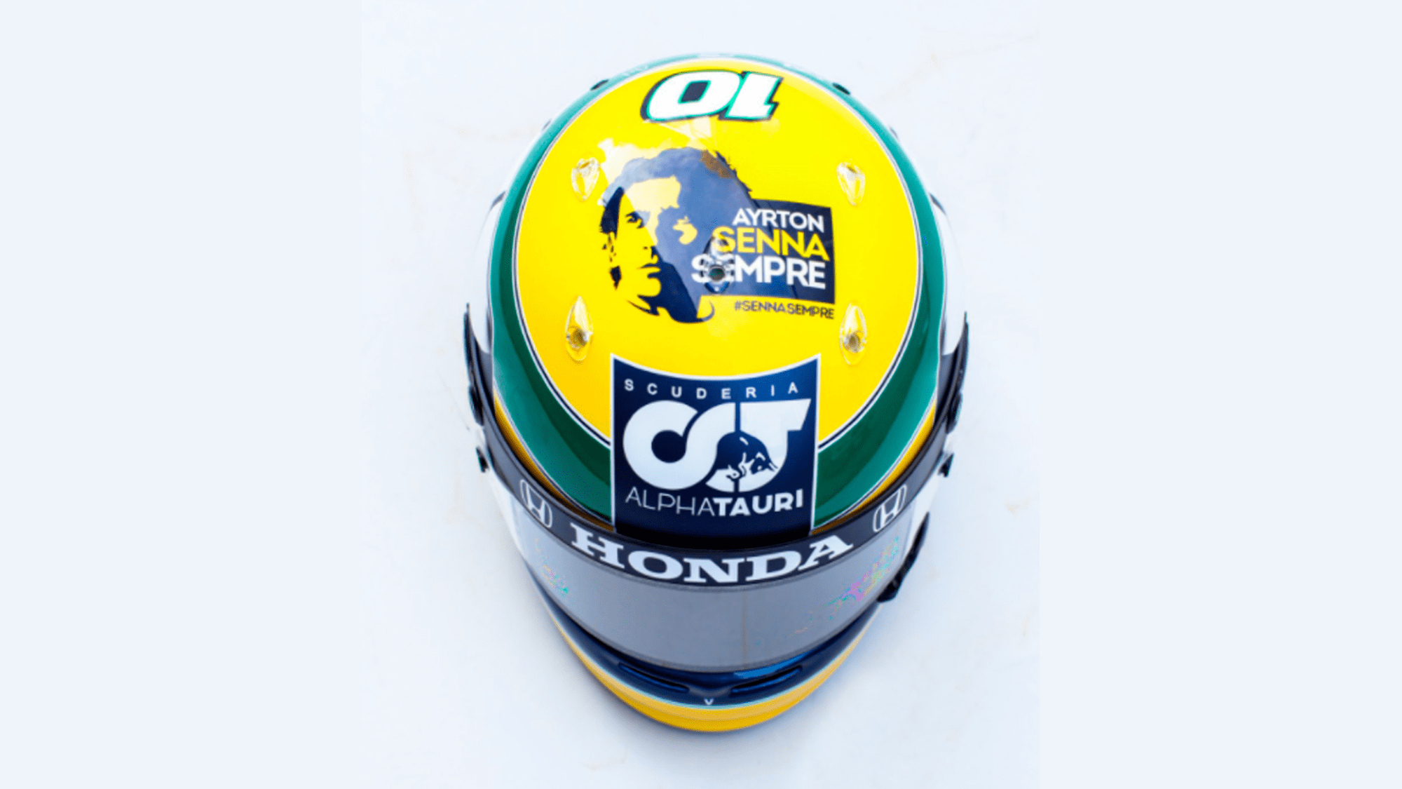 Gasly usará capacete em homenagem a Senna no retorna da F1 a Ímola Pierre Gasly - Capacete Senna