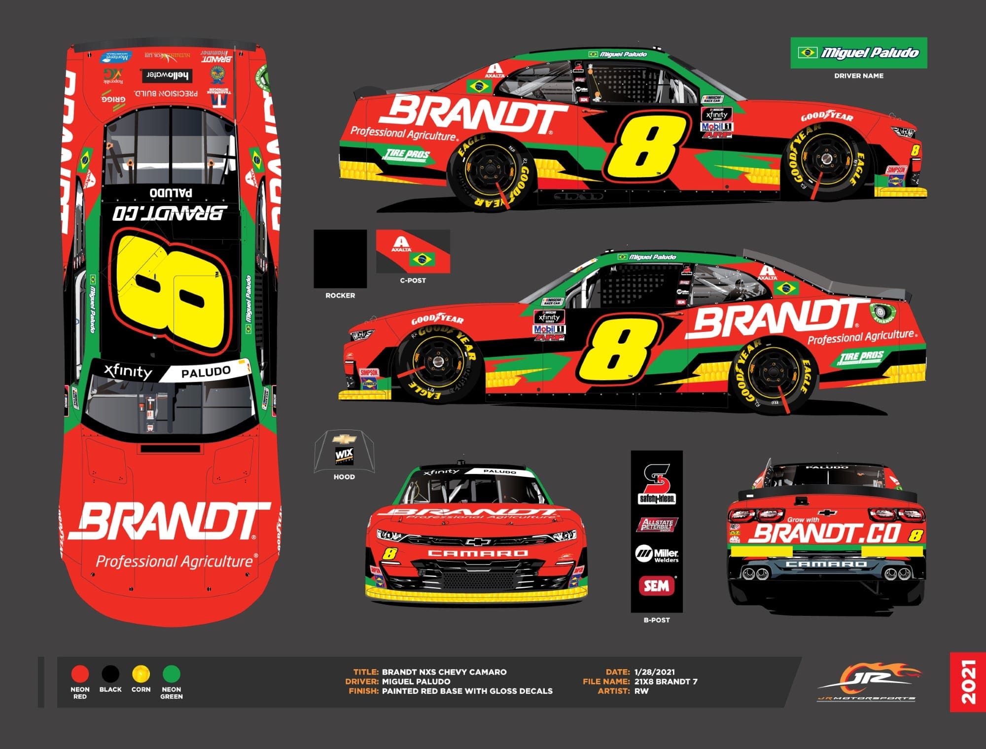 Layout carro Miguel Paludo - NASCAR 2021
