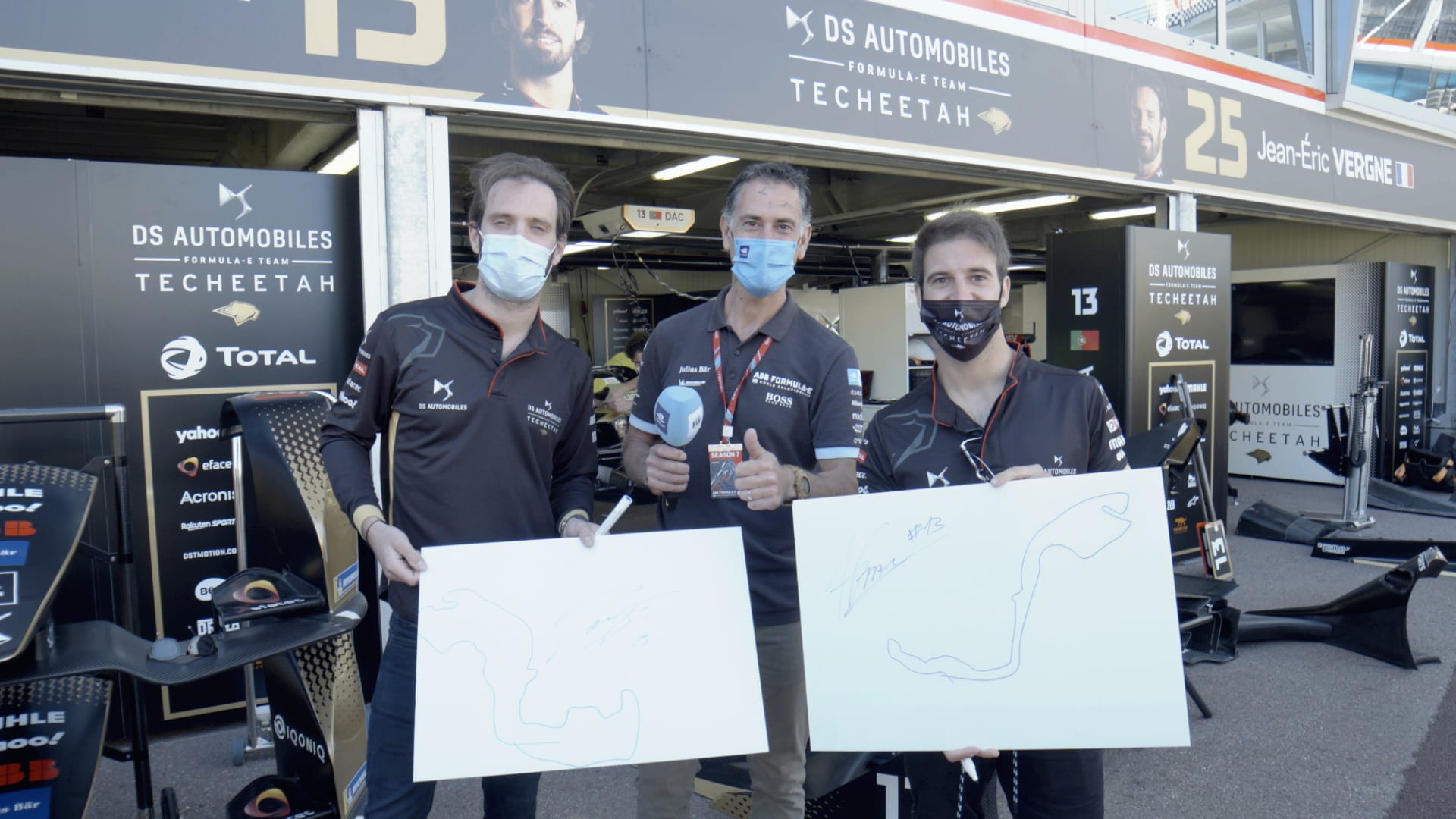 Foto: Da Costa e Vergne desenham pista de Mônaco da Fórmula E de olhos vendados António Felix da Costa Jean-Éric Vergne Techeetah Fórmula E