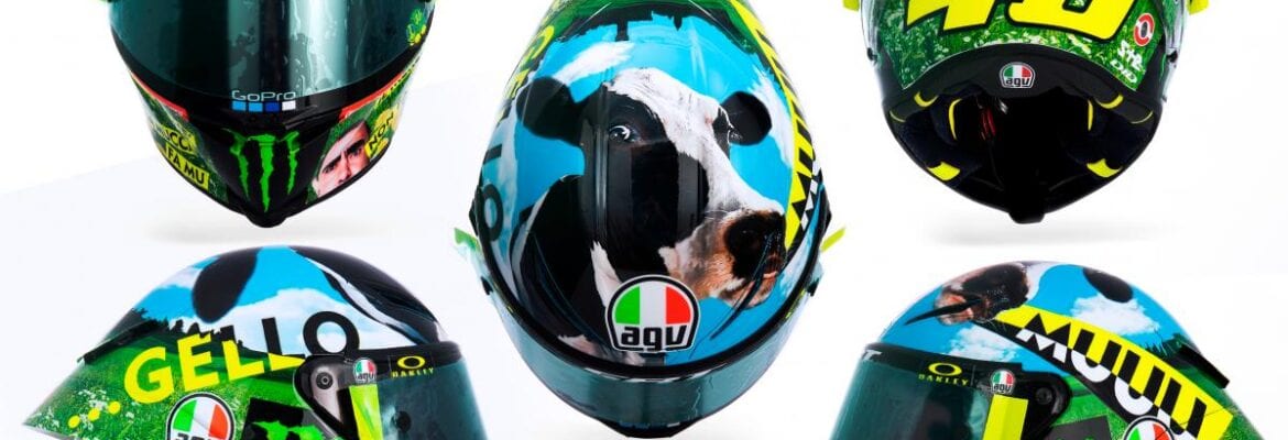 FOTO: Rossi põe vaca “estrelando” capacete especial para Mugello