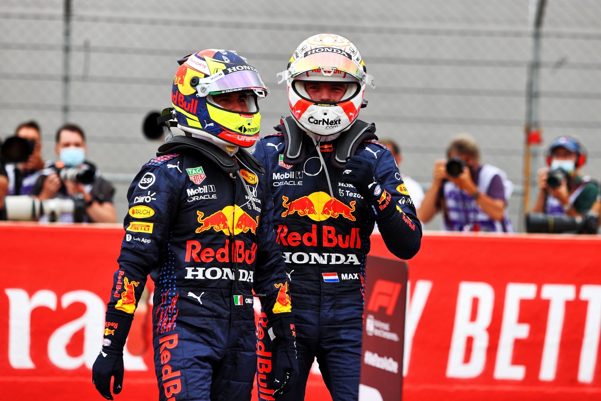 Max Verstappen e Sergio Perez (Red Bull) Pódio - GP da França F1 2021