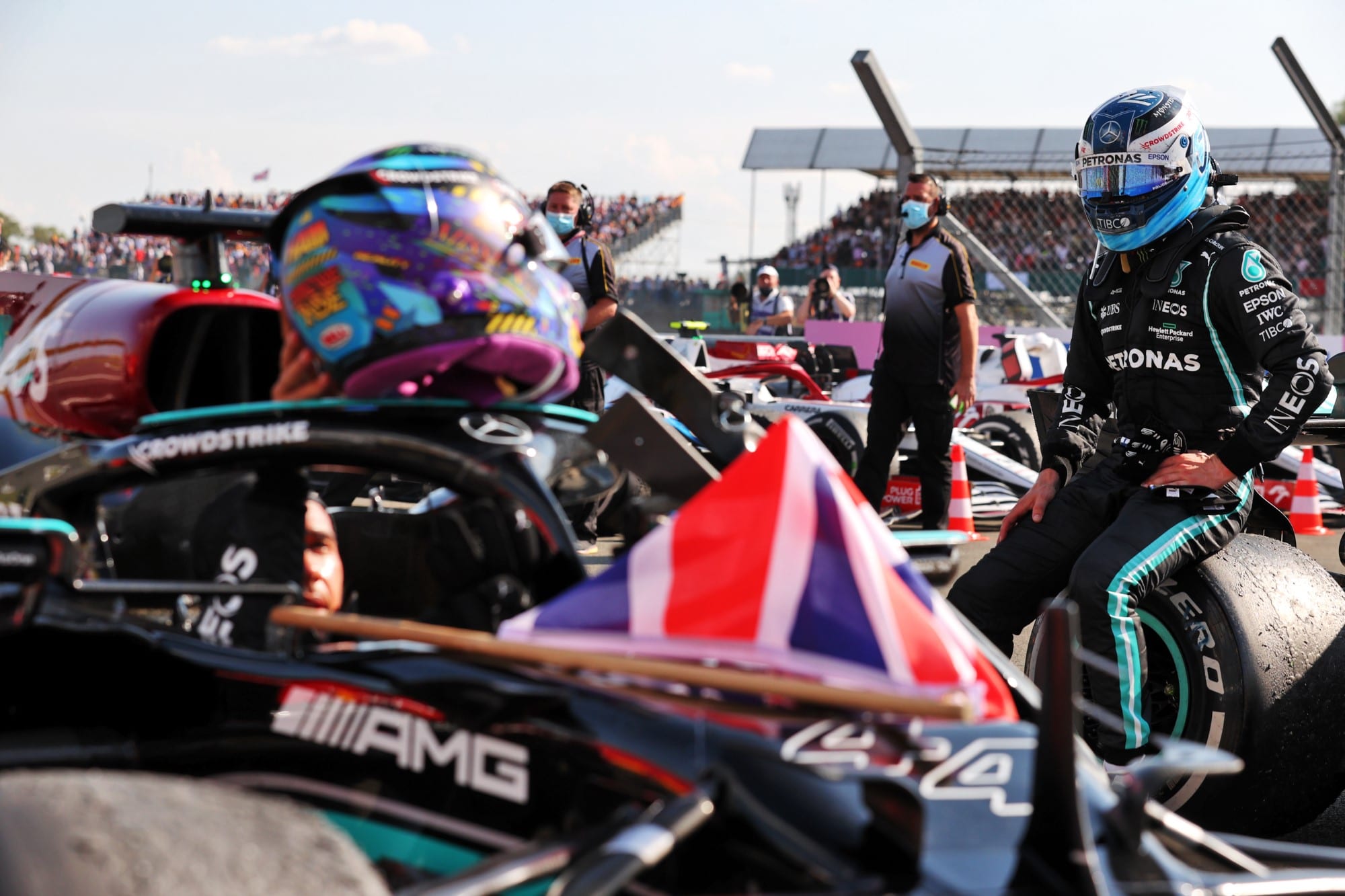Galeria: as imagens da vitória de Hamilton no GP da Inglaterra de F1 Lewis Hamilton e Valtteri Bottas (Mercedes) GP da Inglaterra F1 2021