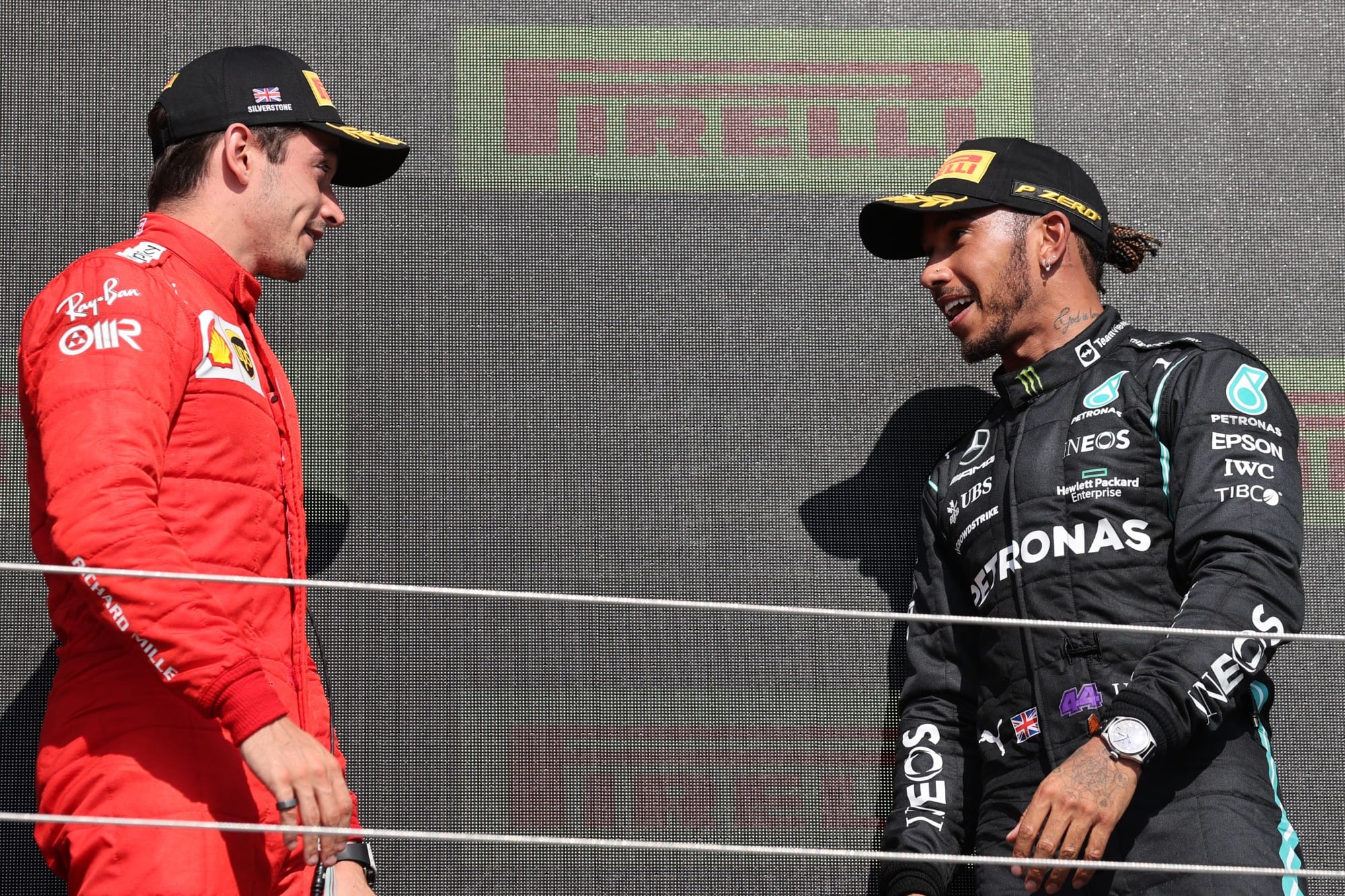 Galeria: as imagens da vitória de Hamilton no GP da Inglaterra de F1 Charles Leclerc e Lewis Hamilton - GP da Inglaterra F1 2021