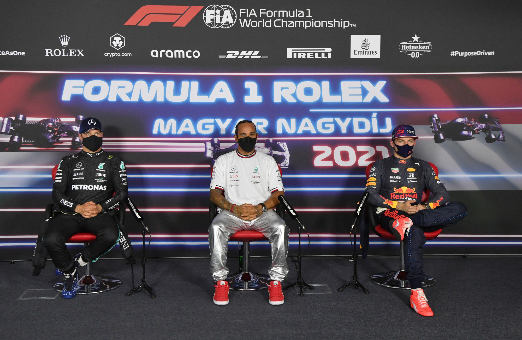 Valtteri Bottas, Lewis Hamilton e Max Verstappen - GP da Hungria F1 2021