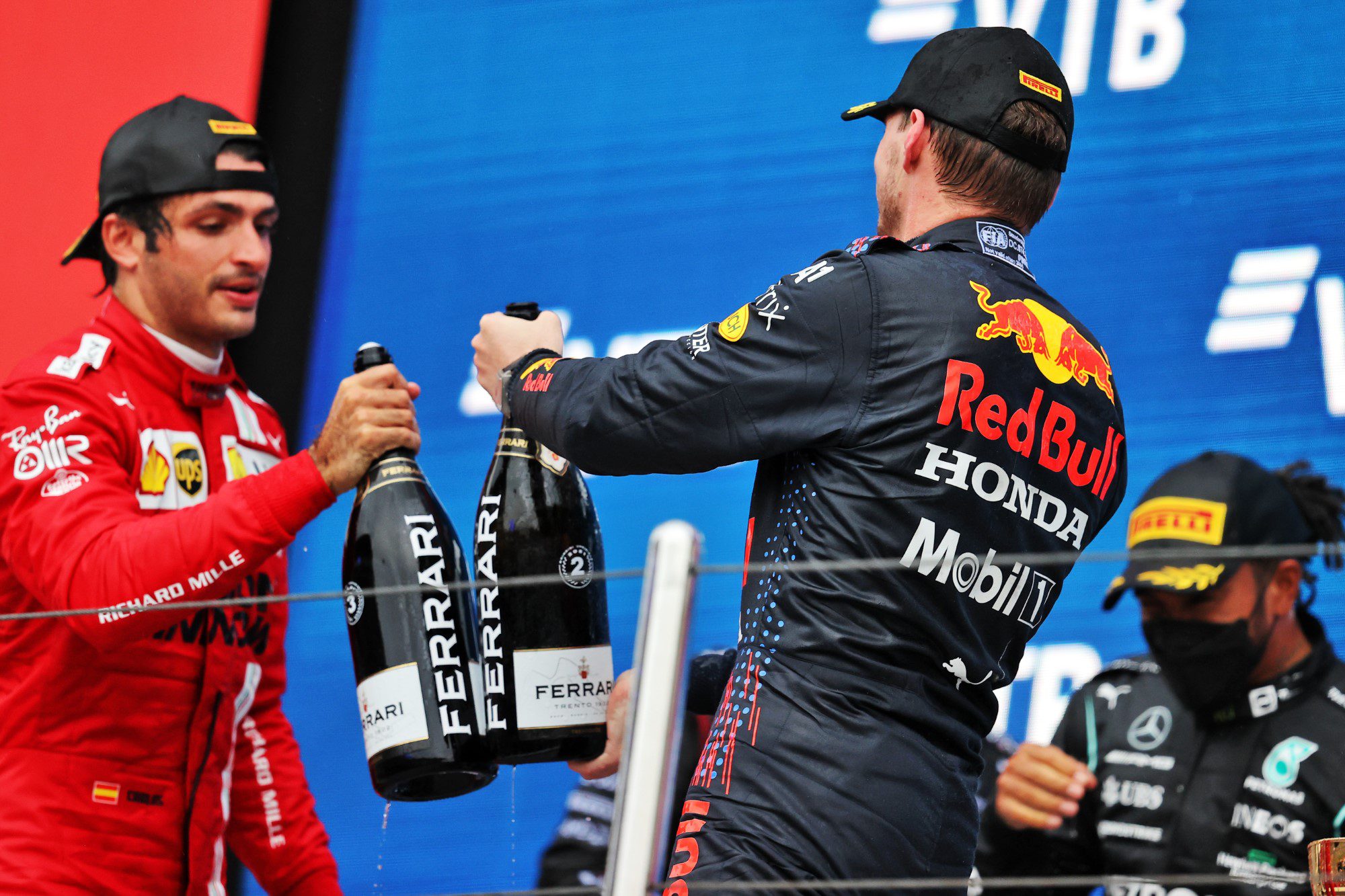 Carlos Sainz Jr e Max Verstappen, Pódio, GP da Rússia, Sochi, F1 2021