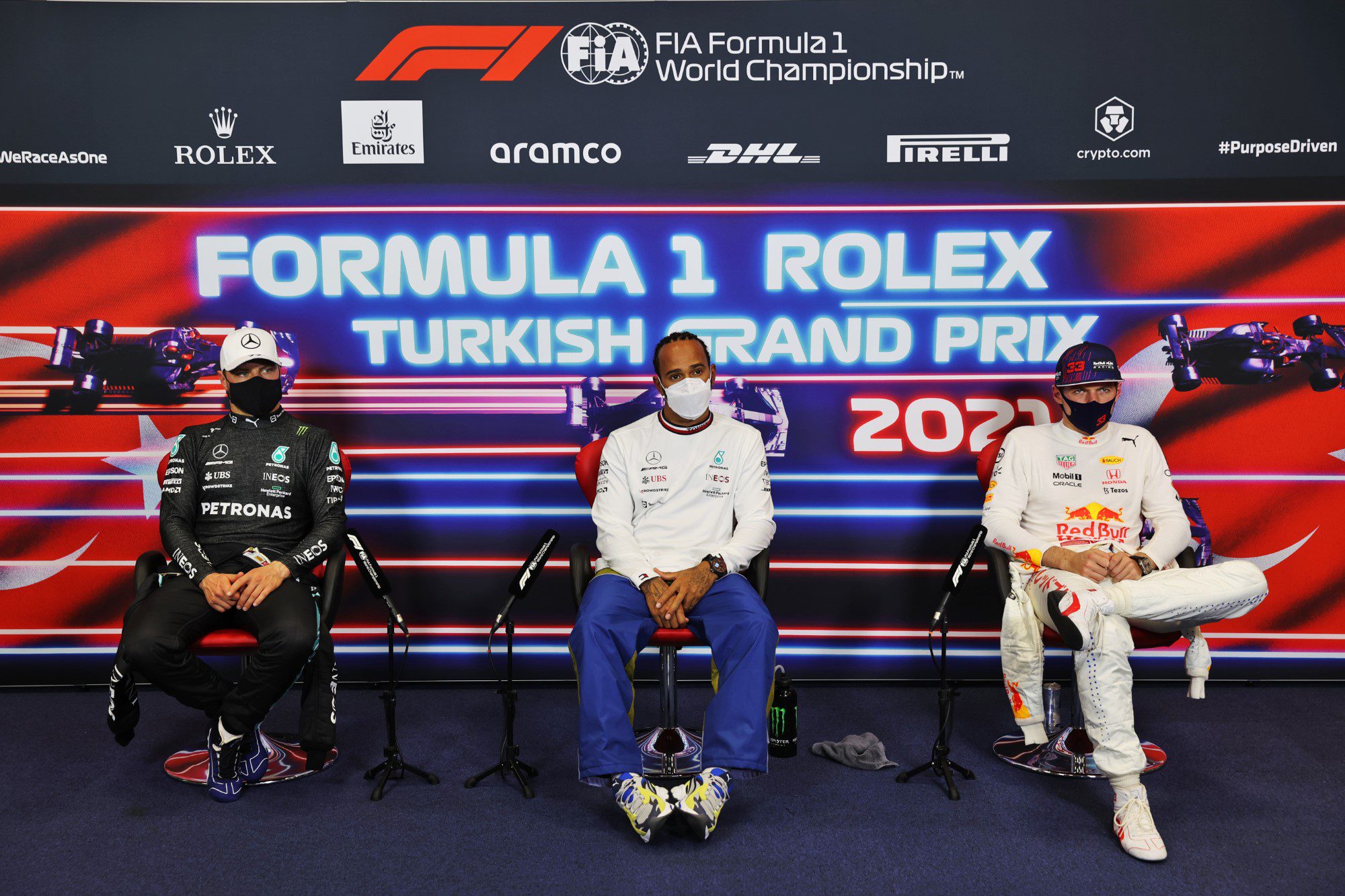 Valtteri Bottas, Lewis Hamilton e Max Verstappen, GP da Turquia, Istambul, F1 2021