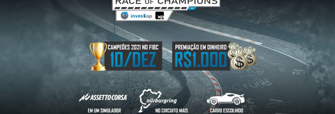 Corrida dos Campeões by Investtop XP terá premiação de R$1.000 no F1BC