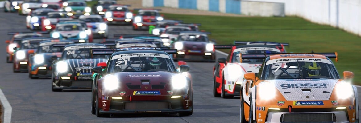 Jeff Giassi e Victor Miranda vencem em Road Atlanta pelo Porsche Esports Carrera Cup