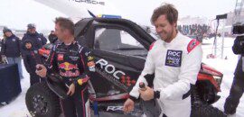 Vídeo: Vettel quebra rolha de champanhe e celebra com neve pódio na Corrida dos Campeões