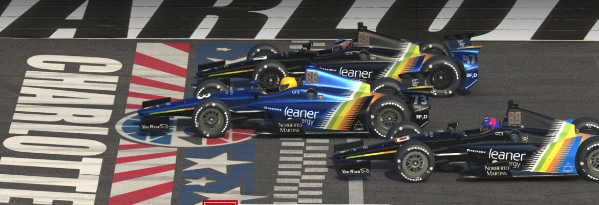 F1BC Indy Legacy: Terceira trinca da Leaner, Jonatas vence em Charlotte, e os três empatam nos pontos
