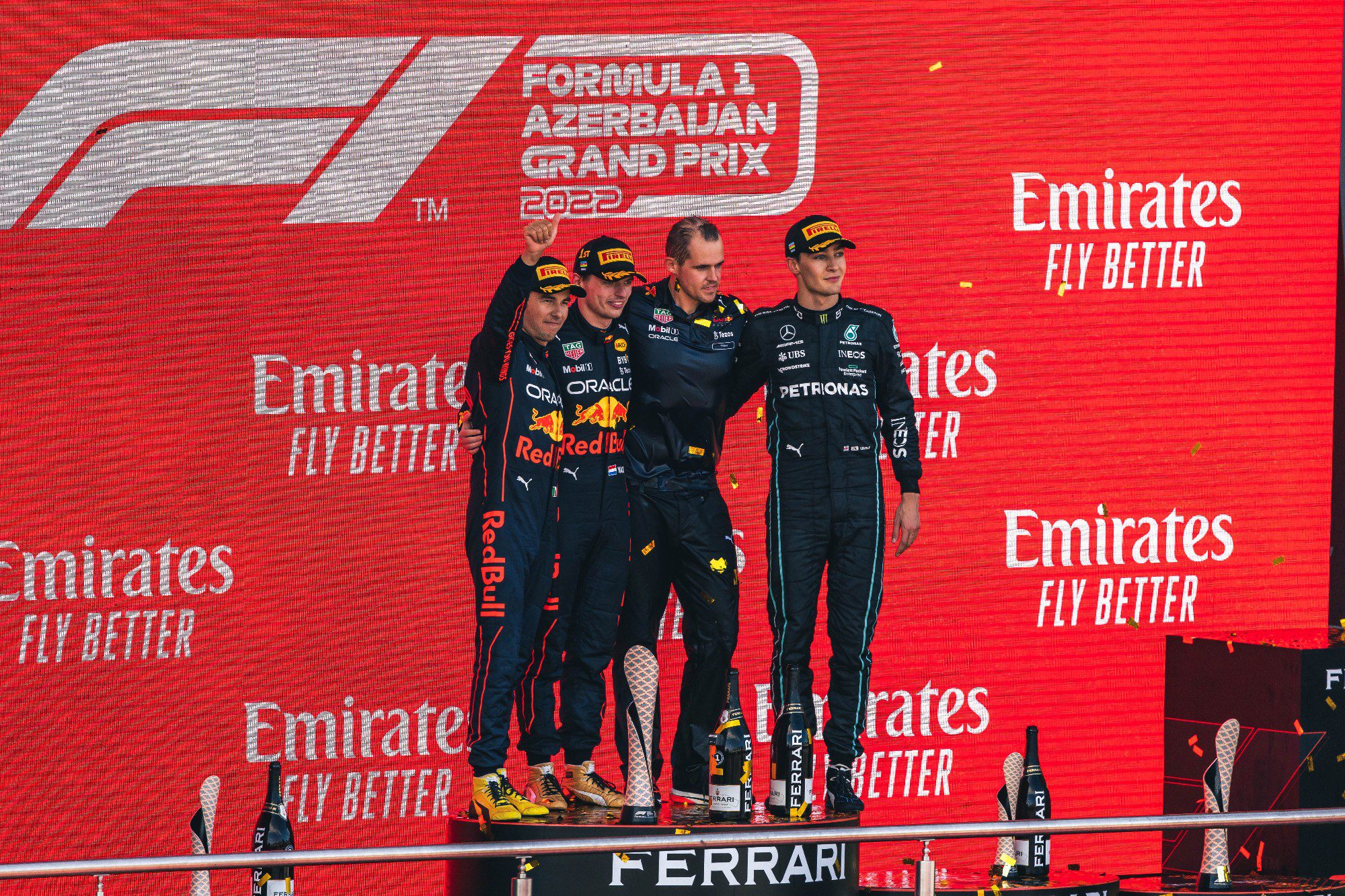 Galeria: confira as imagens da vitória de Verstappen no GP do Azerbaijão de F1 F1 2022, GP do Azerbaijão, Pódio