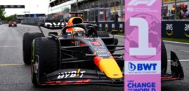 Verstappen comemora a pole position do GP do Canadá de F1
