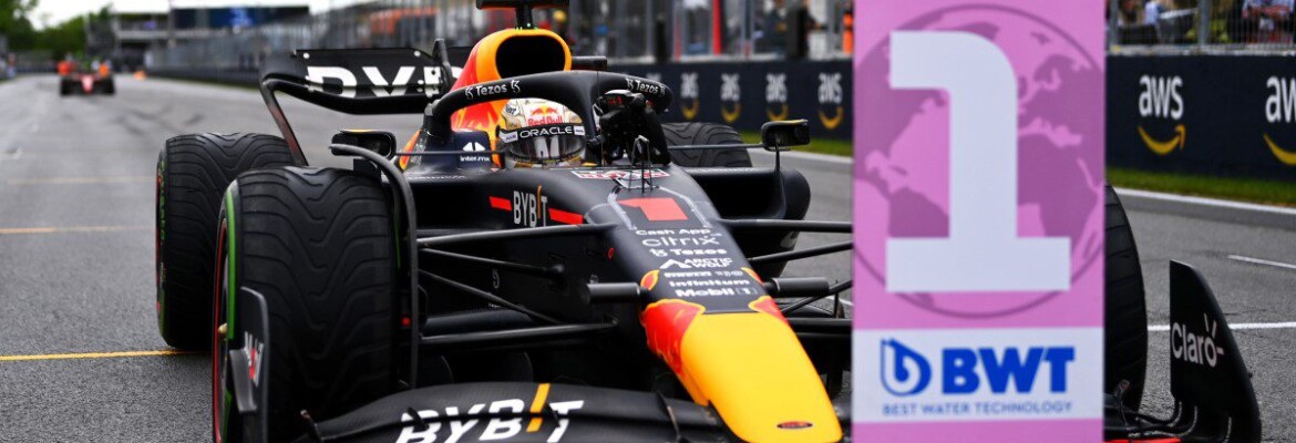 Verstappen comemora a pole position do GP do Canadá de F1