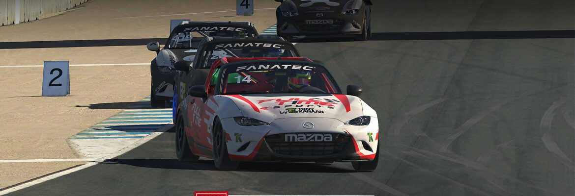 F1BC MX5 Cup: Em Laguna Seca, Pedro de Oliveira (Full Time) é campeão geral, e Gabriel Kenji leva na classe Speed
