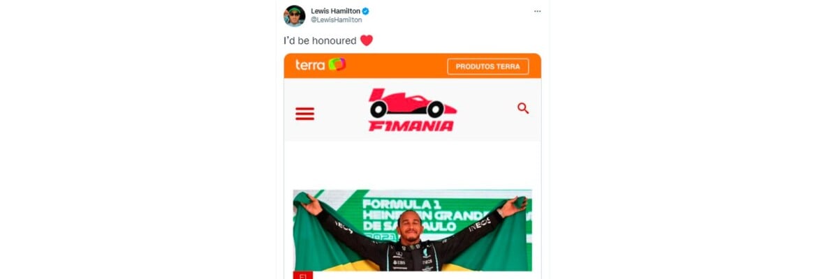 Relembre: Hamilton comemora indicação ao título de cidadão honorário do Brasil com postagem do F1Mania