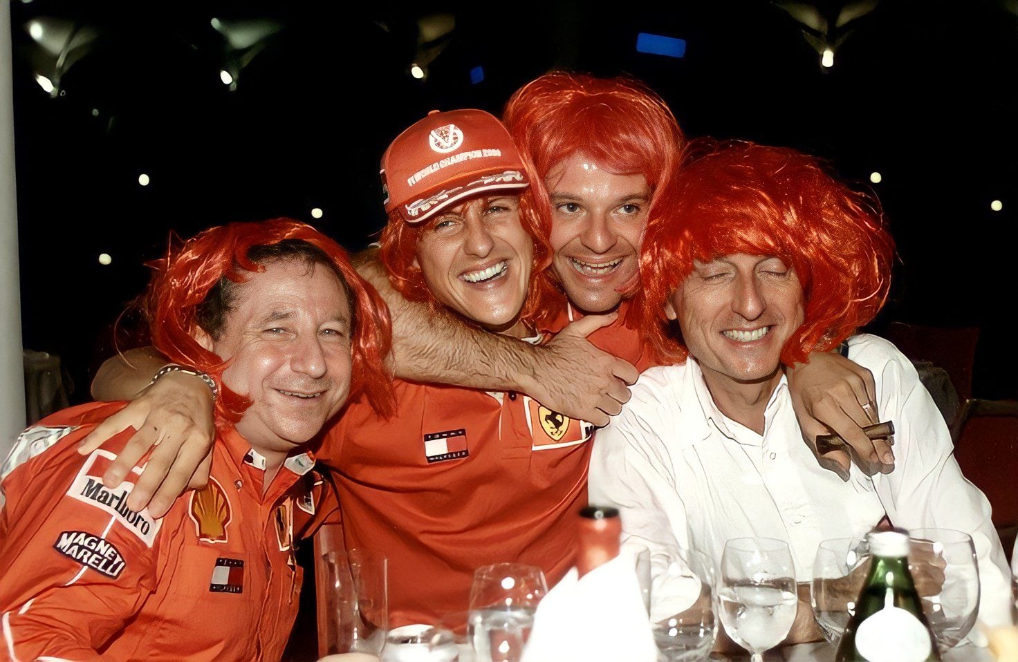 Jean Todt, Michael Schumacher, Rubens Barrichello e Luca di Montezemolo