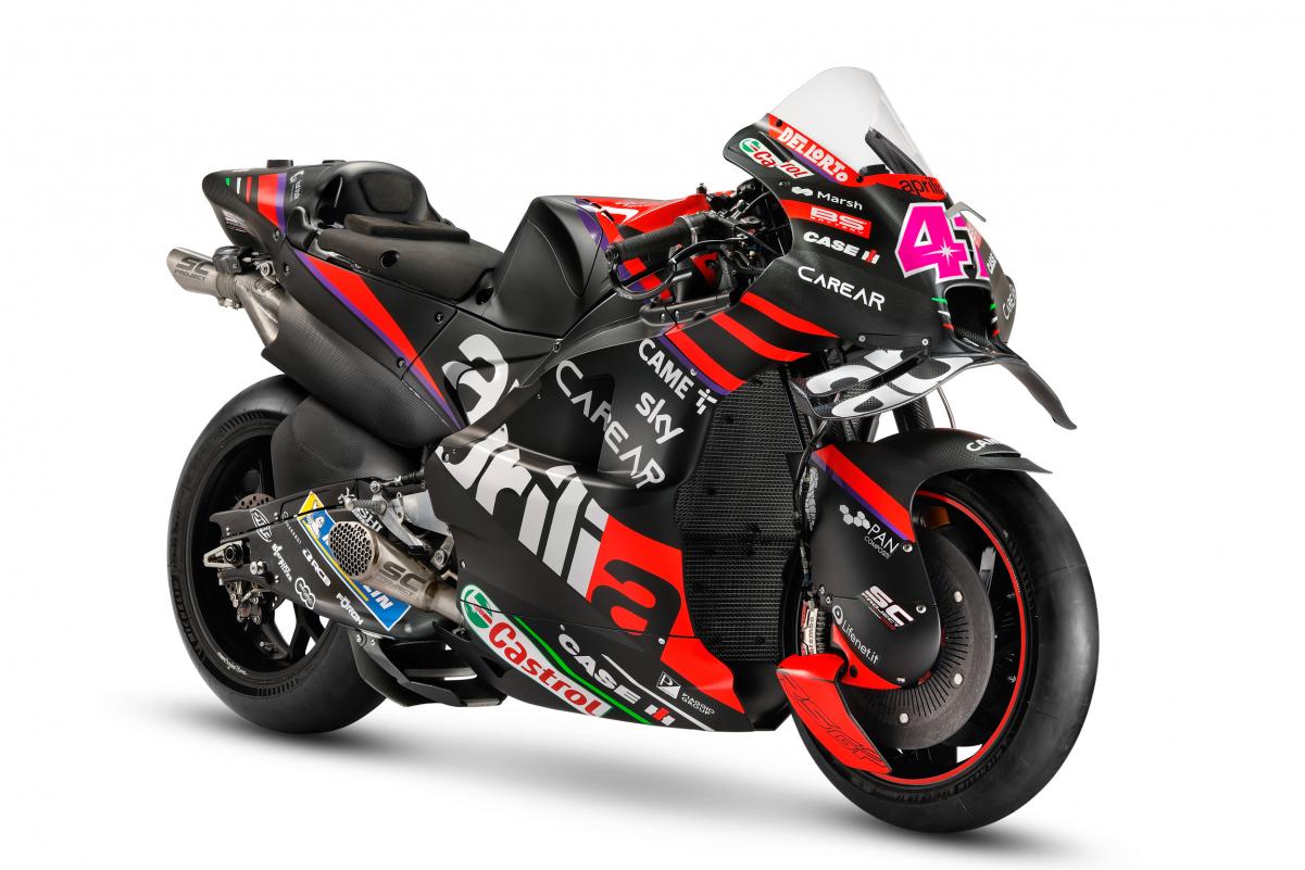 Aprilia exibe layout de moto para temporada 2023 da MotoGP Aleix Espargaró, Maverick Viñales (Aprilia) Lançamento Aprilia - MotoGP 2023