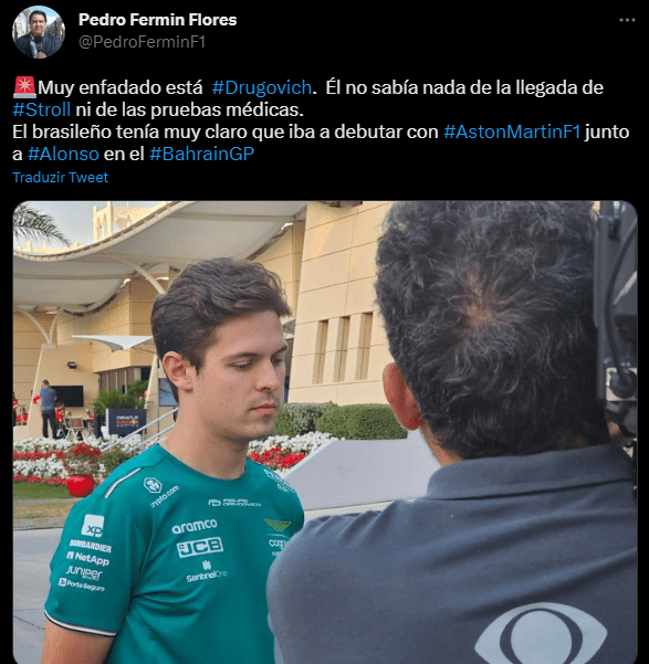 F1: Drugovich rebate com gif rumor de estar bravo por Stroll correr no GP do Bahrein F1: Drugovich rebate com gif rumor de estar bravo por Stroll correr no GP do Bahrein
