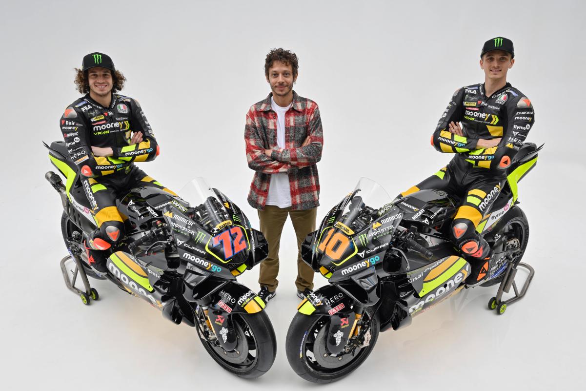 Com Ducati, VR46 exibe cores para temporada de 2023 da MotoGP Luca Marini, Marco Bezzecchi (Ducati) Lançamento VR46 Ducati - MotoGP 2023