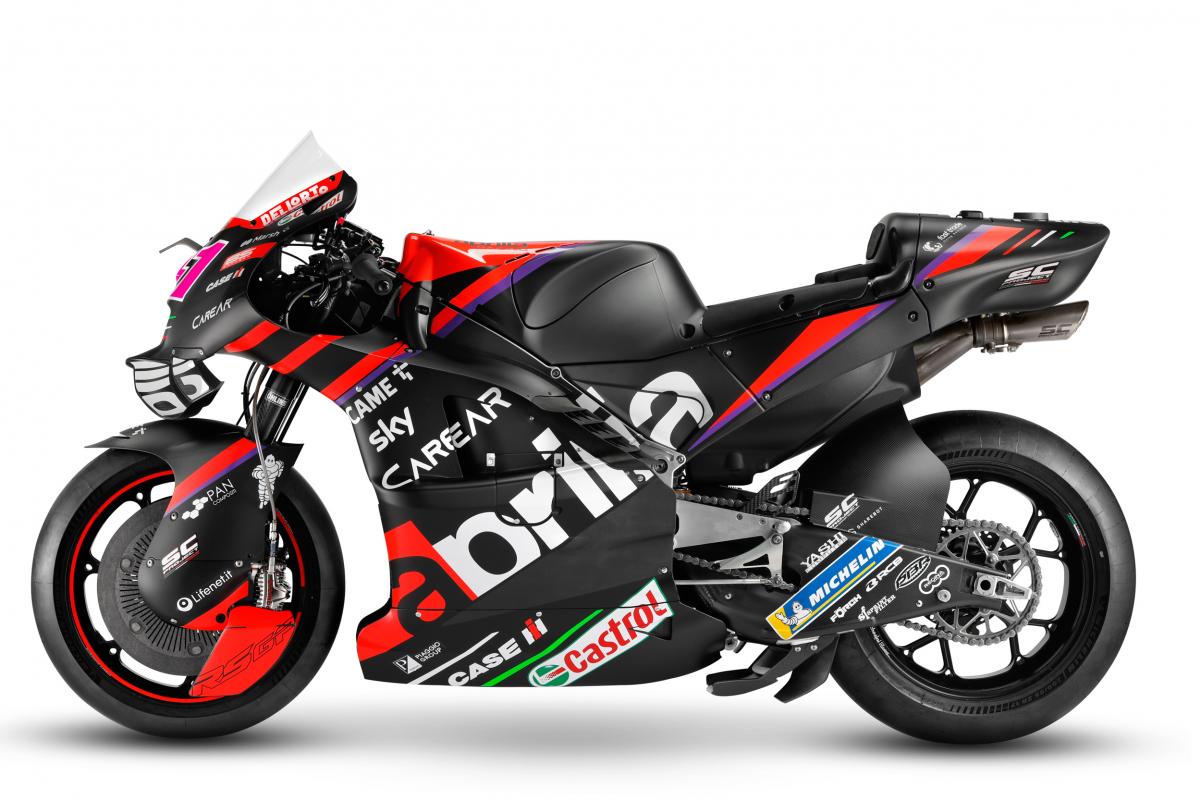 Aprilia exibe layout de moto para temporada 2023 da MotoGP Aleix Espargaró, Maverick Viñales (Aprilia) Lançamento Aprilia - MotoGP 2023