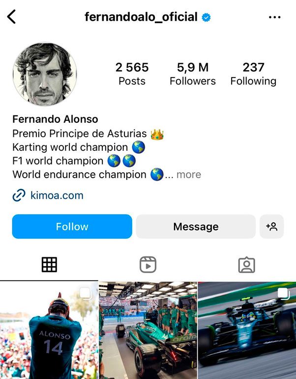 Top 10 pilotos de Fórmula 1 mais seguidos no Instagram