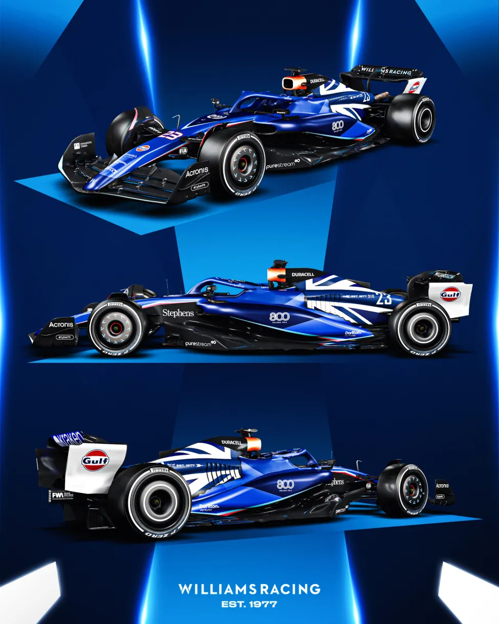 F1: Williams divulga pintura especial para comemorar 800 GPs na Inglaterra e Hungria