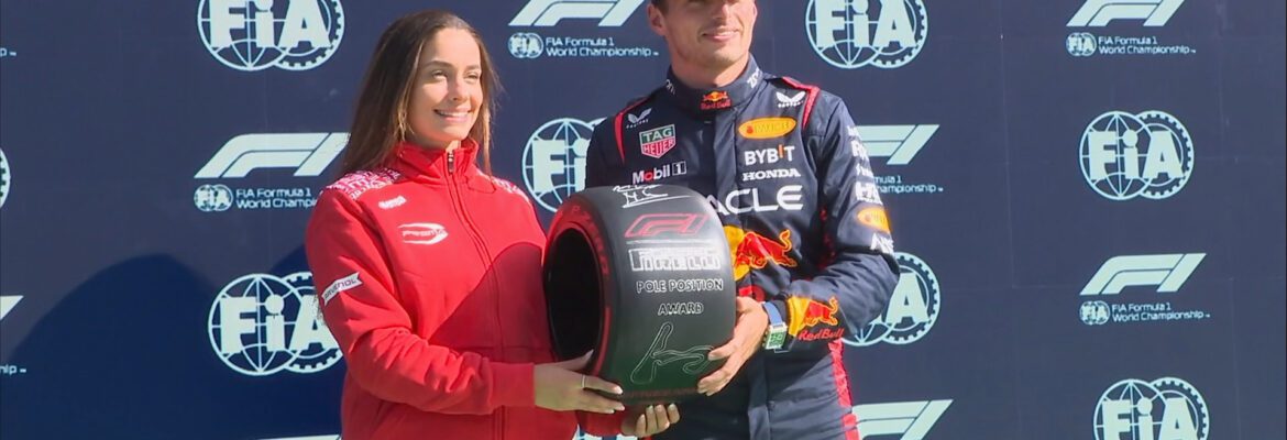 Foto – F1: Marta García entrega troféu de pole-position a Verstappen na Holanda