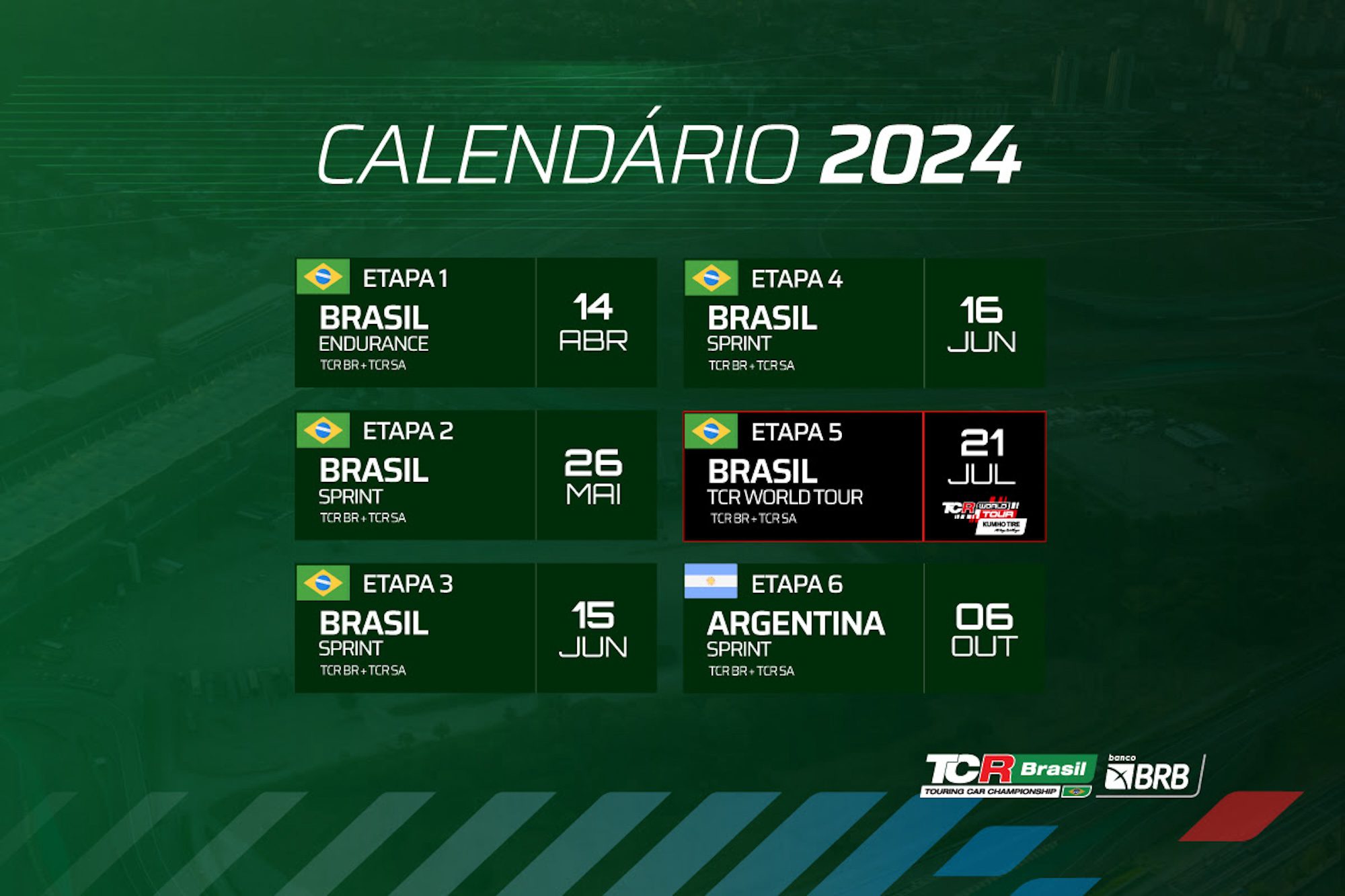 Com seis etapas, TCR Brasil Banco BRB anuncia calendário da segunda temporada de sua história