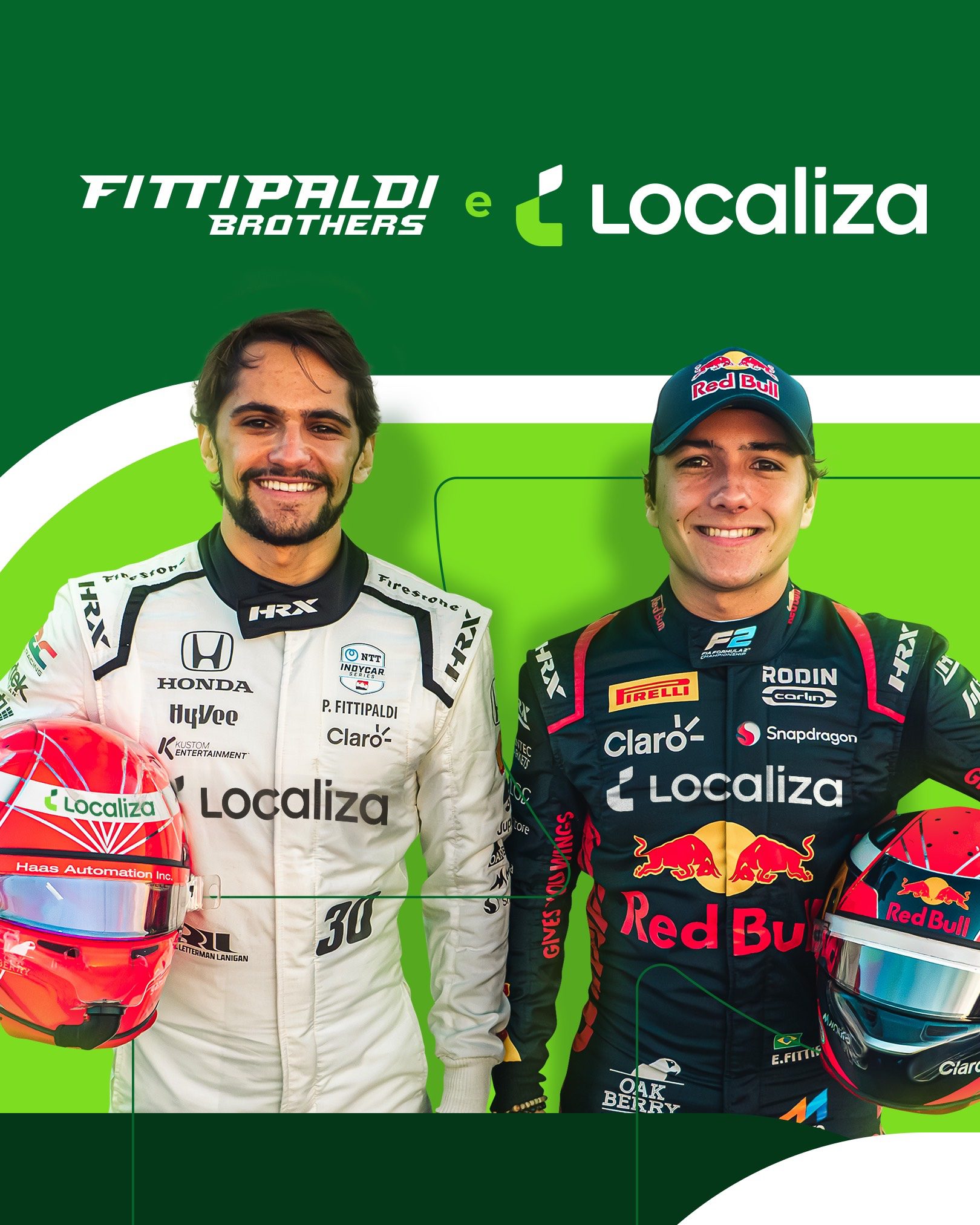 Enzo e Pietro Fittipaldi e Felipe Drugovich fecham patrocínio com a Localiza Fittipaldi