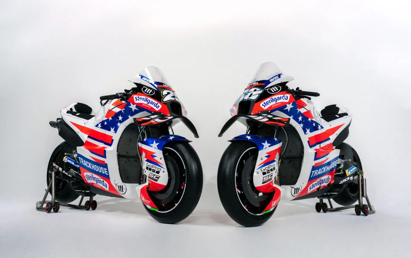 MotoGP: Norte-americana, Trackhouse Aprilia exibe pintura para temporada 2024 Lançamento Trackhouse 2024 - Miguel Oliveira Raul Fernandez